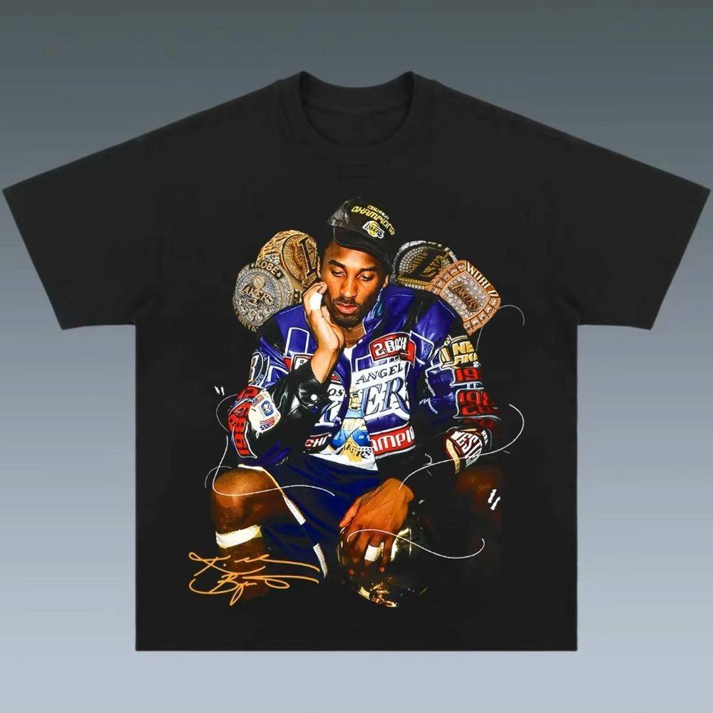 Kobe Bryant Big Graphic T Shirt Basketball Black Adult